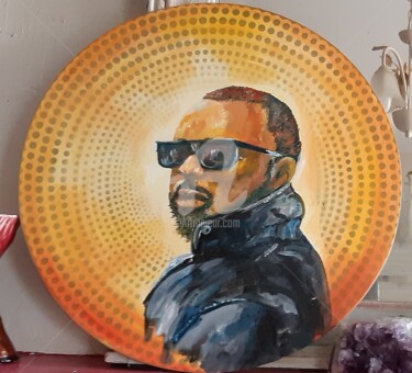 Painting titled "maitre gims portrai…" by Catherine Cabé (CAT.), Original Artwork, Oil