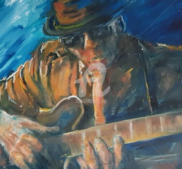 Painting titled "John lee hooker por…" by Catherine Cabé (CAT.), Original Artwork, Oil