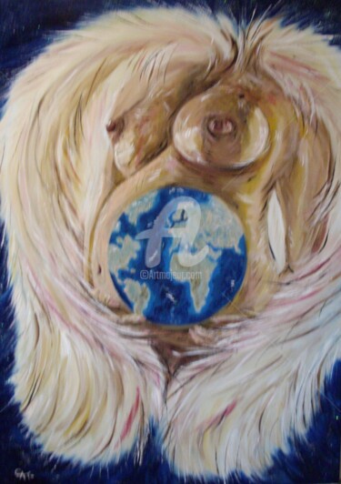 Peinture intitulée "MOTHER OF THE WORLD" par Catherine Cabé (CAT.), Œuvre d'art originale, Huile