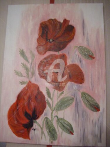 Painting titled "COQUELICOTS" by Catherine Cabé (CAT.), Original Artwork