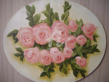 Painting titled "ROSES ANCIENNES" by Catherine Cabé (CAT.), Original Artwork
