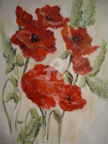 Painting titled "FLEURS DES CHAMPS" by Catherine Cabé (CAT.), Original Artwork