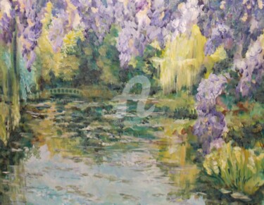 Peinture intitulée "giverny toujours" par Catherine Cabé (CAT.), Œuvre d'art originale, Huile