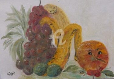 Peinture intitulée "QUELLE SALADE FRUITS" par Catherine Cabé (CAT.), Œuvre d'art originale, Huile