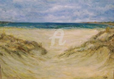 Peinture intitulée "sur la plage" par Catherine Cabé (CAT.), Œuvre d'art originale, Huile