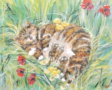 Peinture intitulée "SOLICHAT" par Catherine Cabé (CAT.), Œuvre d'art originale, Huile