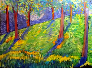 Zeichnungen mit dem Titel "sous bois" von Ludovic Catry, Original-Kunstwerk, Pastell