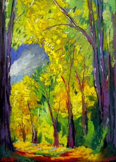 Dessin intitulée "sorti de la forêt" par Ludovic Catry, Œuvre d'art originale, Pastel