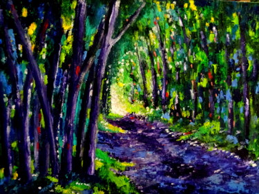Painting titled "sous les bois" by Ludovic Catry, Original Artwork, Acrylic