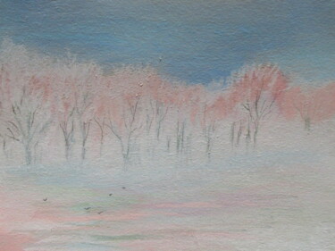 Drawing titled "arbres givrés sous…" by Ludovic Catry, Original Artwork, Pastel