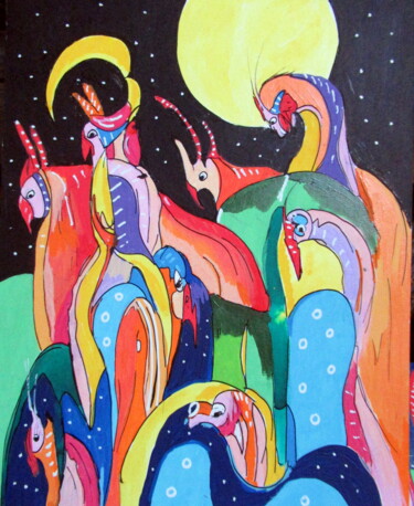 Картина под названием "mouvement" - Ludovic Catry, Подлинное произведение искусства, Цветные карандаши