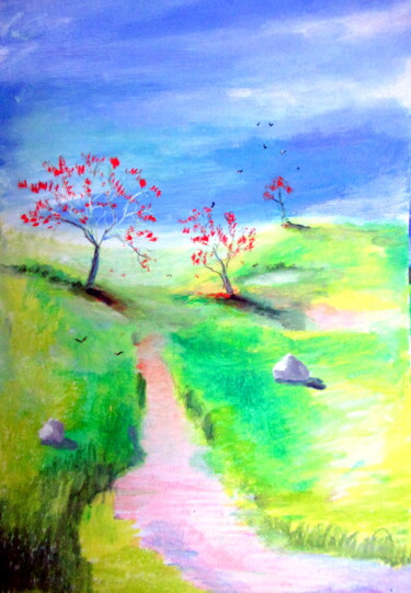 Peinture intitulée "début de printemps" par Ludovic Catry, Œuvre d'art originale, Huile