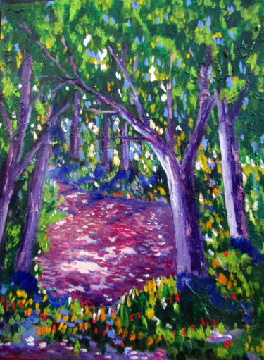 Peinture intitulée "forêt enchanté  ou…" par Ludovic Catry, Œuvre d'art originale, Huile
