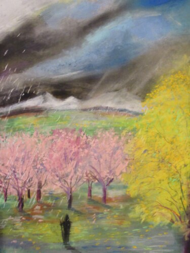 Рисунок под названием "jour de pluie dans…" - Ludovic Catry, Подлинное произведение искусства, Пастель