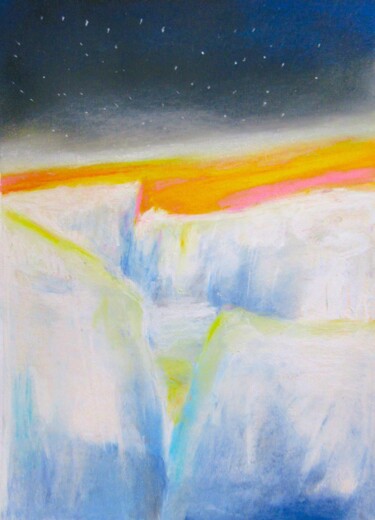 Dessin intitulée "une étendue d'eau l…" par Ludovic Catry, Œuvre d'art originale, Pastel