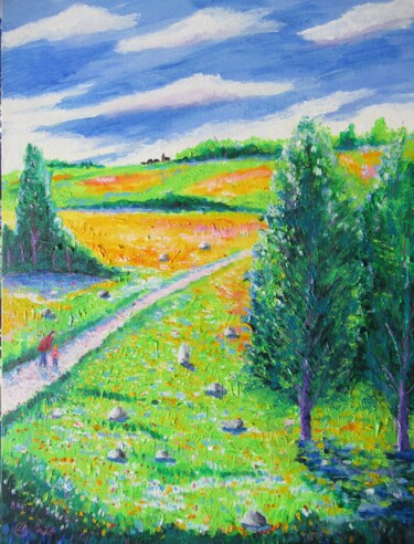 Malerei mit dem Titel "sur le chemin de l'…" von Ludovic Catry, Original-Kunstwerk, Acryl