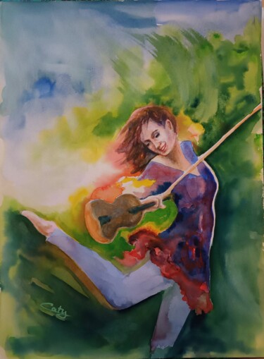 Painting titled "Elements (I)" by Caty, Original Artwork, Watercolor