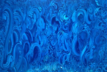Painting titled "Le lotus bleu" by Capucine, Original Artwork, Acrylic