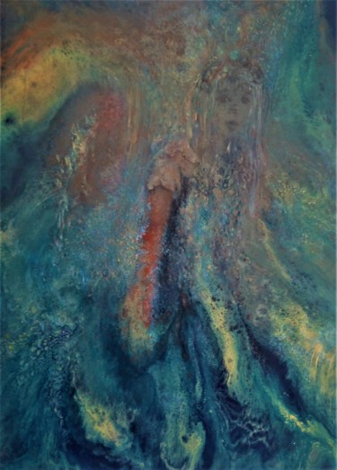 Painting titled "Amandine l'ondine" by Capucine, Original Artwork, Acrylic