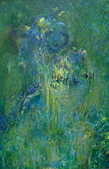 Malerei mit dem Titel "Les oiseaux de jade" von Capucine, Original-Kunstwerk, Acryl