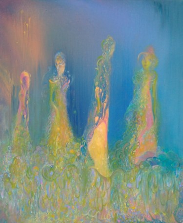 Peinture intitulée "Le champ des sirenes" par Capucine, Œuvre d'art originale, Acrylique Monté sur Châssis en bois