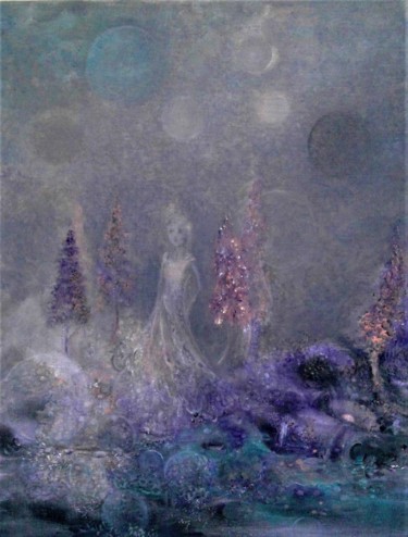 Painting titled "Au clair de la lune…" by Capucine, Original Artwork, Acrylic