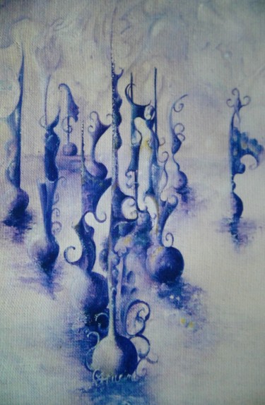 Schilderij getiteld "Encre violette" door Capucine, Origineel Kunstwerk, Olie