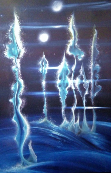 Peinture intitulée "Feuillet de mer" par Capucine, Œuvre d'art originale, Huile