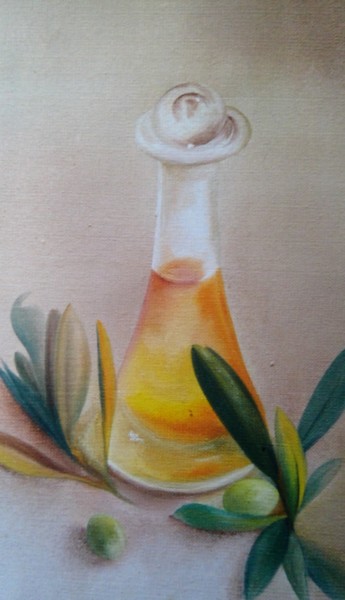 Painting titled "Vert olive" by Capucine, Original Artwork, Oil