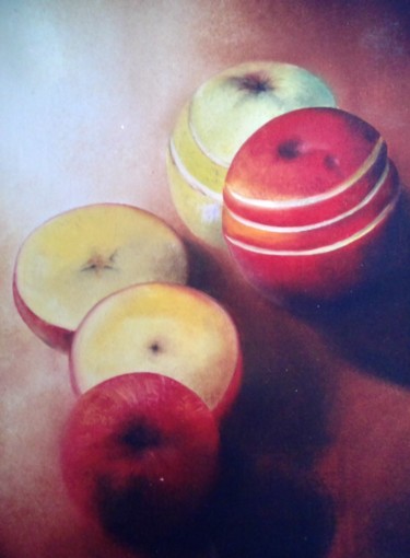 Peinture intitulée "Happy pommes" par Capucine, Œuvre d'art originale, Huile