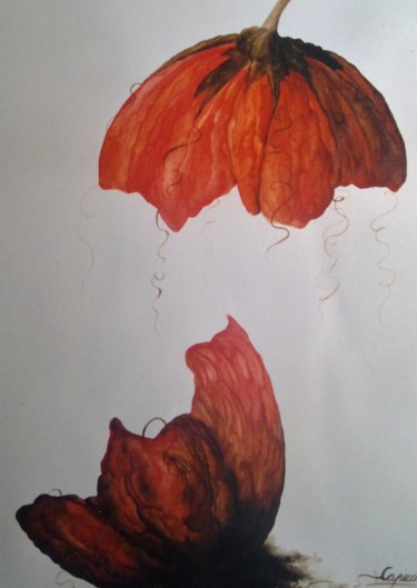 Painting titled "Coquilles" by Capucine, Original Artwork, Watercolor