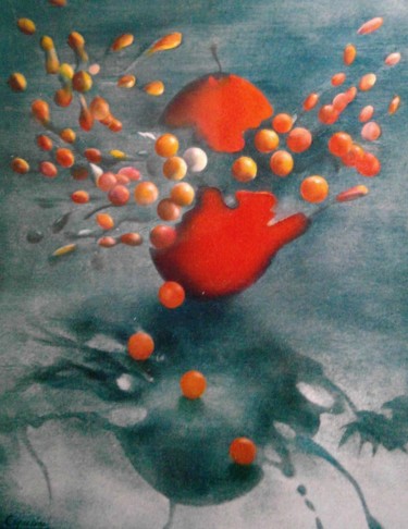 Painting titled "Boules de pomme" by Capucine, Original Artwork, Oil