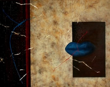 Peinture intitulée "LA BOUCHE BLEUE" par Caty Pech, Œuvre d'art originale
