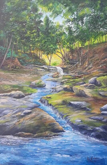 Painting titled "Cachoeira da macumba" by Cau Zacharias, Original Artwork, Oil