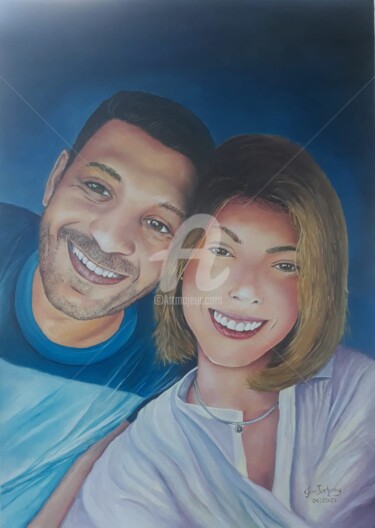 Painting titled "Emily e Marcelo" by Cau Zacharias, Original Artwork, Oil