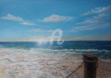 Painting titled "Ao cair do Sol - Bá…" by Cau Zacharias, Original Artwork, Acrylic Mounted on Wood Stretcher frame