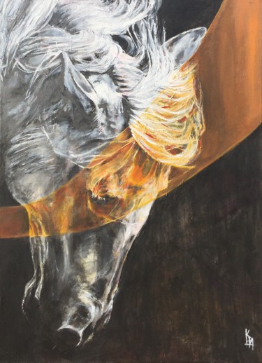 Painting titled "Horse" by Kapea, Original Artwork, Acrylic