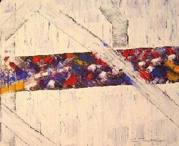 Peinture intitulée "La balance" par Gérard Cavazza, Œuvre d'art originale, Huile