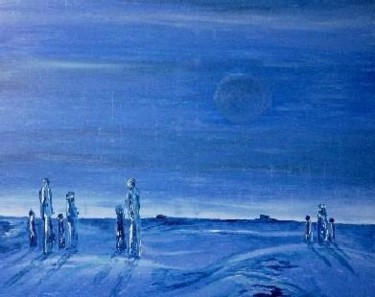 Painting titled "Sahel, Eclipse tota…" by Gérard Cavazza, Original Artwork, Oil