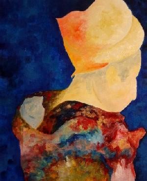 Painting titled "Femme ailleurs" by Gérard Cavazza, Original Artwork, Oil