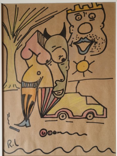 Dessin intitulée "Longue route" par Romain Lassalle, Œuvre d'art originale, Crayon