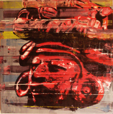 Painting titled "Aztec blood mascaron" by Cawamo, Original Artwork, Acrylic