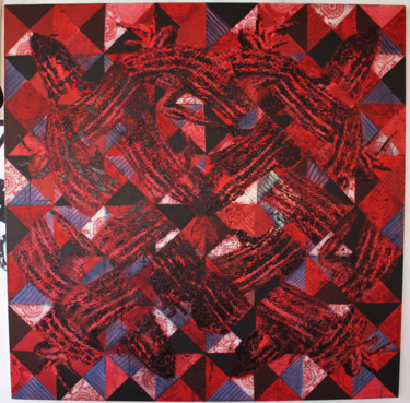 Pintura intitulada "Folk art. Red and B…" por Cawamo, Obras de arte originais, Acrílico