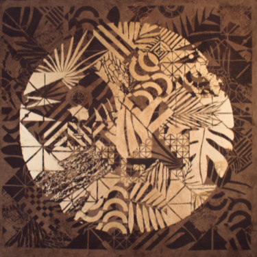 Peinture intitulée "Midnight Sun" par Cawamo, Œuvre d'art originale, Encre Monté sur Châssis en bois