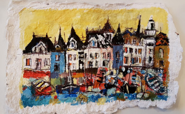 Une géographie dorée- Collection privée Peinture intitulée "Une géographie doré…" par Muriel Cayet, Œuvre d'art originale, Acrylique
