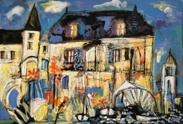 La roue de fortune Peinture intitulée "La roue de fortune" par Muriel Cayet, Œuvre d'art originale, Acrylique Monté sur Carton