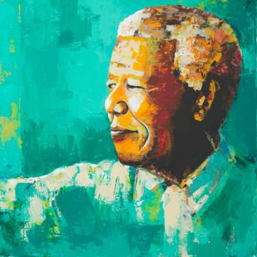 Painting titled "Nelson Mandela" by Cbaud, Original Artwork, Acrylic Mounted on Wood Stretcher frame