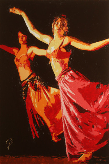 Peinture intitulée "Danseuse (orientale…" par Cyrille Bro, Œuvre d'art originale, Acrylique