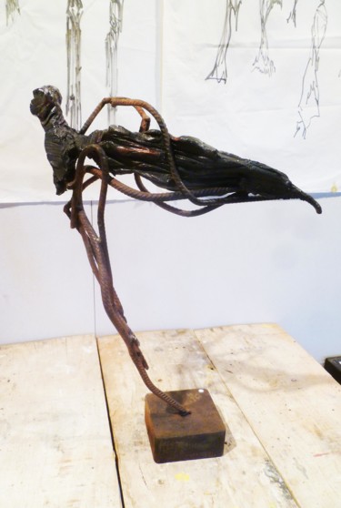 Escultura titulada "l'aile du désir" por Christophe Carmellino, Obra de arte original, Acero inoxidable Montado en Metal