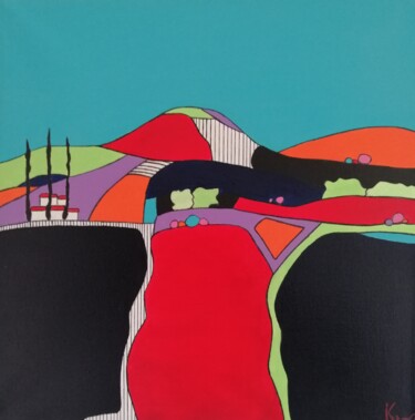Картина под названием "Landscape" - Carole Carpier, Подлинное произведение искусства, Акрил Установлен на Деревянная рама дл…